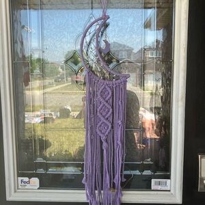 Purple Macrame Crescent Moon Wall Hanging
